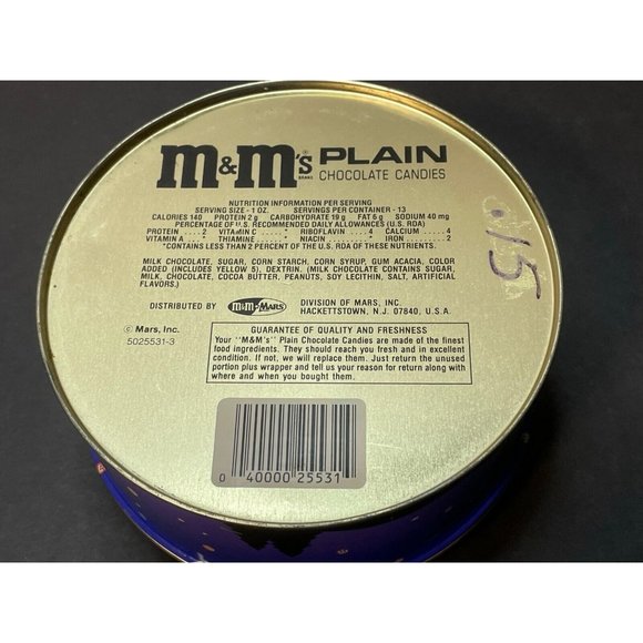 M&M's Plain Chocolate Candies 1989 metal tin Christmas stars - Picture 4 of 4